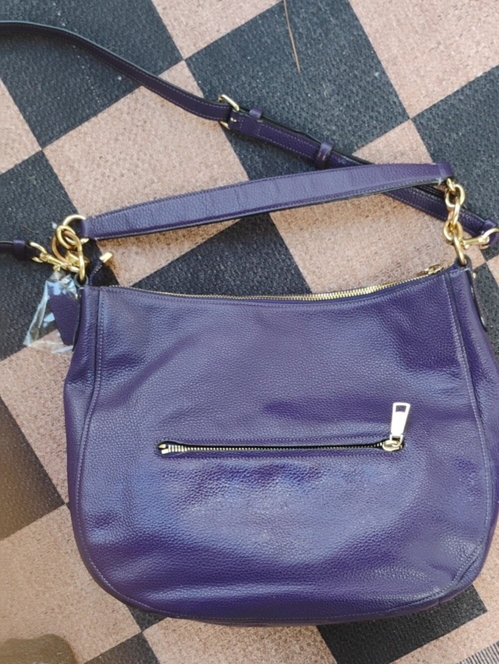 Coach Pebbled Leather Hobo Bag - Deep Purple with Gold Hardware - Picture 2 of 10